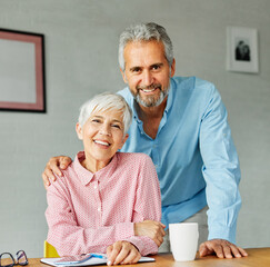 Wall Mural - senior portrait woman man couple happy retirement smiling love elderly lifestyle old together active