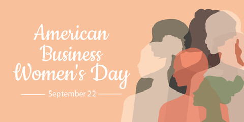 Wall Mural - American Business Women's Day. September 22. Horizontal pink banner. Vector.