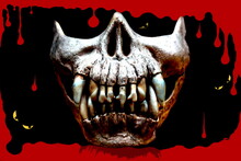 Halloween Horrible Skull With Blood On Black