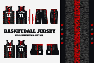 Basketball jersey pattern design template. Abstract pattern background for basketball uniform, basketball sublimation, apparel, volley jersey, basketball, soccer, Fabric pattern, Sport background