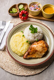 Fototapeta Mapy - Roasted chicken mashed potatoes Peruvian restaurant gourmet comfort food
