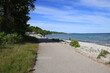 The bike path in Magnus Park in Petoskey, Michigan is right along the shore of Lake Michigan.