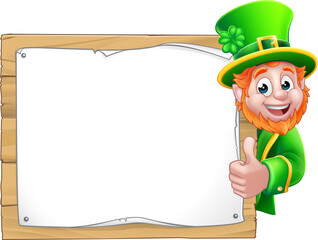 Sticker - Leprechaun St Patricks Day Cartoon Background Sign