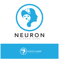 Neuron logo or nerve cell logo design,molecule logo illustration template icon with vector concept