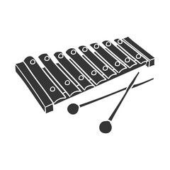 Sticker - Xylophone Icon Silhouette Illustration. Music Instrument Vector Graphic Pictogram Symbol Clip Art. Doodle Sketch Black Sign.