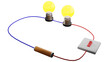 © Muhammad - A series circuit in 3D illustration. A series circuit is a circuit in which resistors are arranged in a chain, so the current has only one path to take