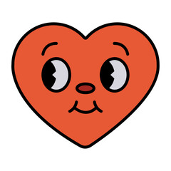 Sticker - heart cartoon retro character