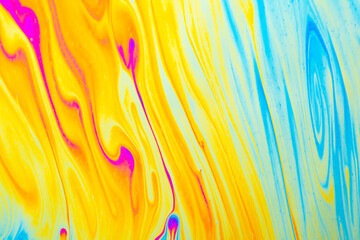 Wall Mural - Psychedelic multicolored background abstract. Rainbow colors. patterns background. Photo macro shot of soap bubbles..