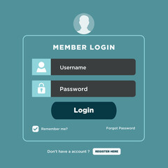 Member login page, and Sign In forms vector illustration on transparent background