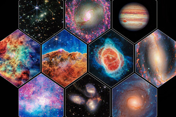 Wall Mural - james webb space telescope images collage