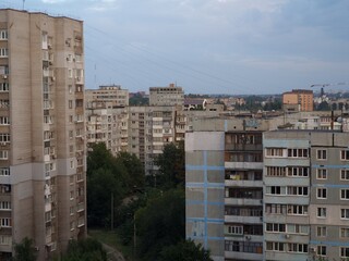 Wall Mural - fragment of a multi-storey building of Soviet architecture