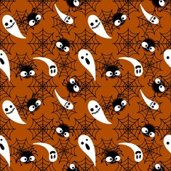  Halloween cartoon seamless web and spider and ghost pattern for wrapping paper and accessories and kids