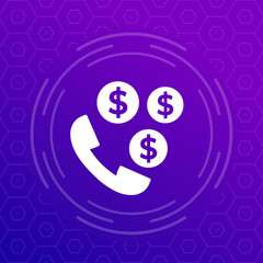 Wall Mural - phone call cost icon for web