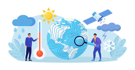 meteorology, geophysics science. meteorologists studying, researching climate condition. weather for