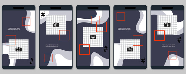 Trendy social network stories editable vector templates collection
