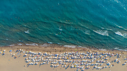 Wall Mural - Aerial view of clear turquoise sea and waves Patara- Antalya  stock photo