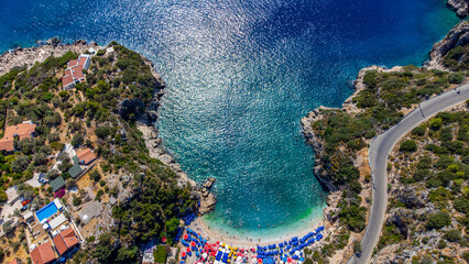 Wall Mural - Büyük Çakıl Plajı - Big Pebble Beach on mediterranean coast from high angle in Kas, Antalya, Turkey