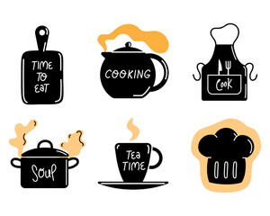 Poster - six kitchen utensils icons