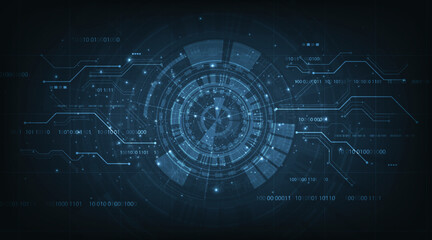 Poster -   Futuristic technology processing background.2d illustration Abstract electronic circuit technology background.