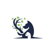 dog and cat tree logo design, animal and pet logo with tree logo templates