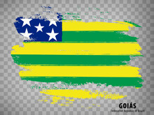Flag Of Goias From Brush Strokes. Federal Republic Of Brazil. Flag Goias  On Transparent Background For Your Web Site Design, App, UI. Brazil. EPS10.