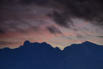 Canvas Print - Mountains behind the village of Lumio Corsica on the mediterranean sea