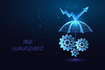 Wall Mural - Concept of risk management for business and technology, finance investment on dark blue background