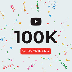 Thank you 100k or 100 thousand subscribers celebration template. Premium design for social media story, web banner, social media banner celebration, social site posts, achievement, poster.