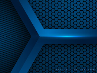 blue abstract background with modern hexagon shape and line texture