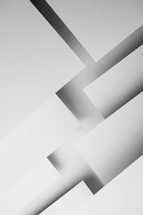 Poster - white triangles paper surfaces fly with shadows, stripes, corners as complex abstract geometric back