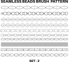 Seamless Beads Pattern Brush Flat Sketch Vector Illustrator, Set Of Beads, Chains, Gemstones And Metal Bead For Jewelry And Clothing Accessories,