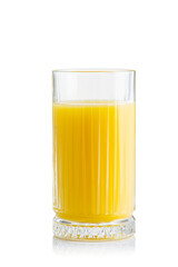 Organic Orange juice glass, isolated on white. Glass of fresh orange juice on white background