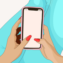 Hand Holding Smartphone With White Screen