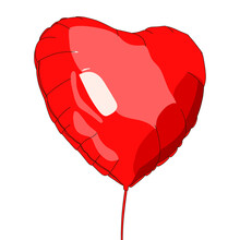 Red Heart Balloon Isolated
