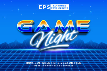 Poster - Editable text effect Game Night Retro 3d 80s template style premium vector
