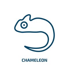 Poster - chameleon icon from animals collection. Thin linear chameleon, animal, wildlife outline icon isolated on white background. Line vector chameleon sign, symbol for web and mobile