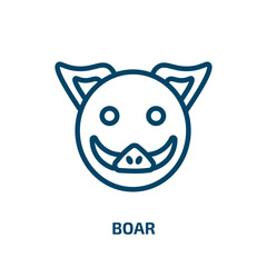 Wall Mural - boar icon from animals collection. Thin linear boar, animal, wild outline icon isolated on white background. Line vector boar sign, symbol for web and mobile