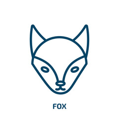 Poster - fox icon from animals collection. Thin linear fox, cute, zoo outline icon isolated on white background. Line vector fox sign, symbol for web and mobile