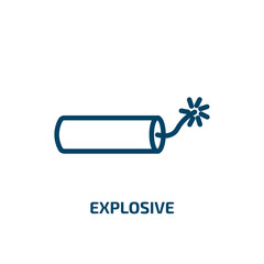 Poster - explosive icon from army and war collection. Thin linear explosive, explosion, explode outline icon isolated on white background. Line vector explosive sign, symbol for web and mobile