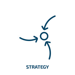 Poster - strategy icon from army and war collection. Thin linear strategy, business, management outline icon isolated on white background. Line vector strategy sign, symbol for web and mobile