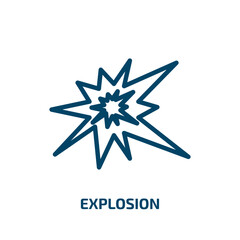 Poster - explosion icon from army and war collection. Thin linear explosion, explode, flash outline icon isolated on white background. Line vector explosion sign, symbol for web and mobile
