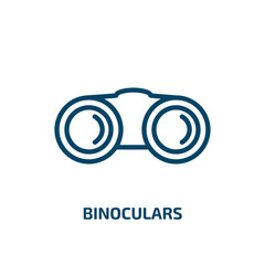 Poster - binoculars icon from army and war collection. Thin linear binoculars, zoom, travel outline icon isolated on white background. Line vector binoculars sign, symbol for web and mobile