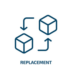 Poster - replacement icon from artificial intellegence and future technology collection. Thin linear replacement, change, repair outline icon isolated on white background. Line vector replacement sign, symbol