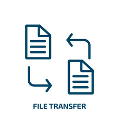 Poster - file transfer icon from artificial intellegence and future technology collection. Thin linear file transfer, transfer, upload outline icon isolated on white background. Line vector file transfer sign,