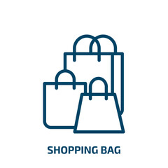 Poster - shopping bag icon from artificial intellegence and future technology collection. Thin linear shopping bag, shop, bag outline icon isolated on white background. Line vector shopping bag sign, symbol