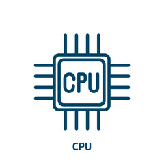 Poster - cpu icon from artificial intellegence and future technology collection. Thin linear cpu, computer, technology outline icon isolated on white background. Line vector cpu sign, symbol for web and mobile