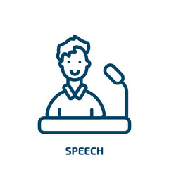Poster - speech icon from artificial intellegence and future technology collection. Thin linear speech, template, idea outline icon isolated on white background. Line vector speech sign, symbol for web and