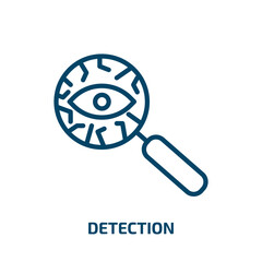 Poster - detection icon from artificial intellegence and future technology collection. Thin linear detection, detective, search outline icon isolated on white background. Line vector detection sign, symbol for