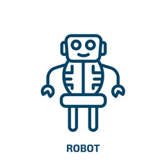 Poster - robot icon from artificial intelligence collection. Thin linear robot, industry, machine outline icon isolated on white background. Line vector robot sign, symbol for web and mobile