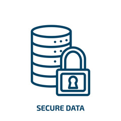 Poster - secure data icon from artificial intellegence and future technology collection. Thin linear secure data, data, security outline icon isolated on white background. Line vector secure data sign, symbol